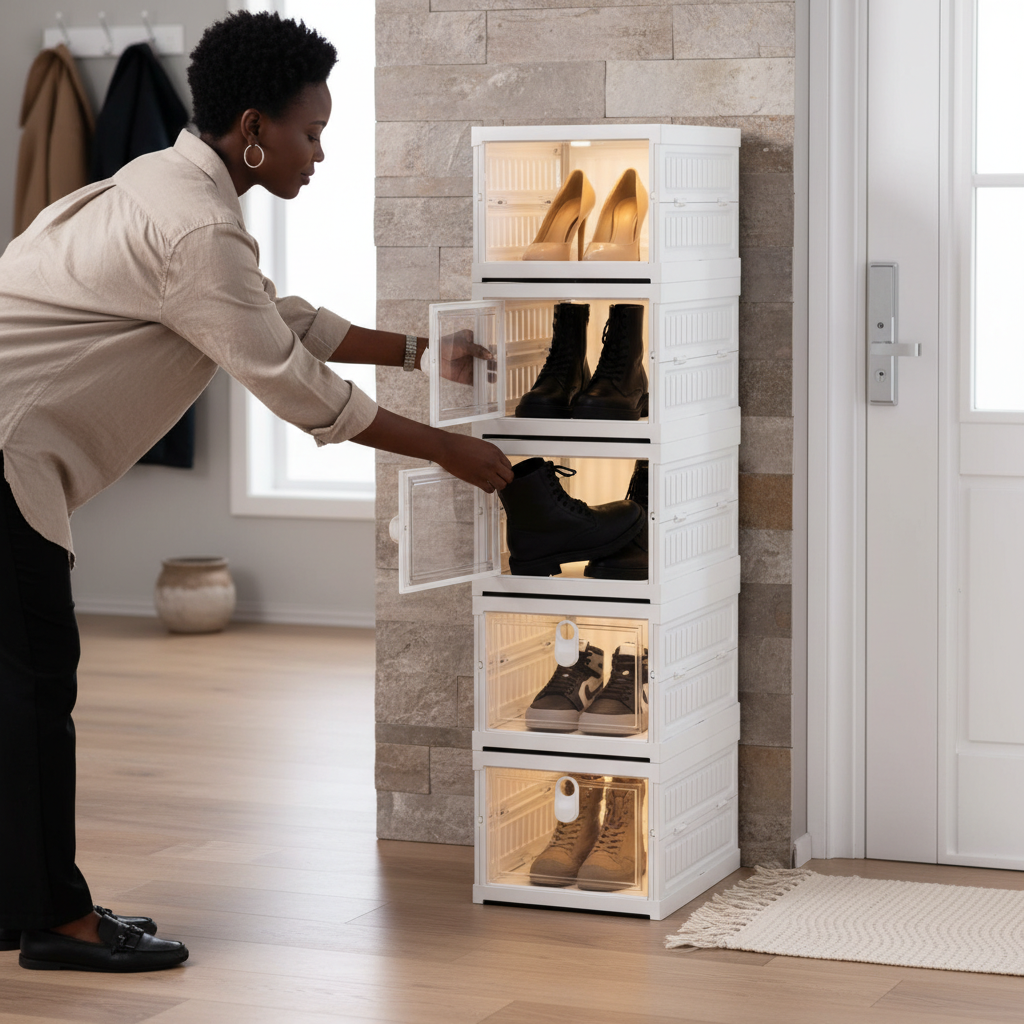 Transparent Foldable Shoe Rack 5 Tiers